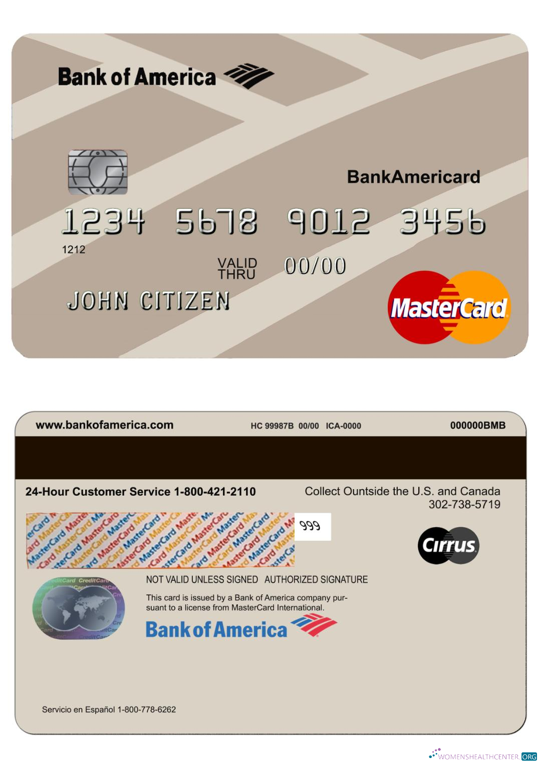 Download USA Bank of America bank mastercard Photoshop template